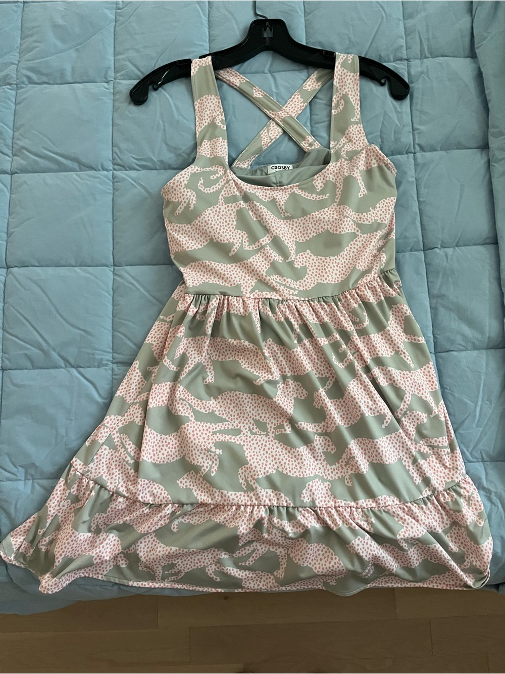 CROSBY by Mollie Burch Sage and Pink leopard print tennis Dress🐆
